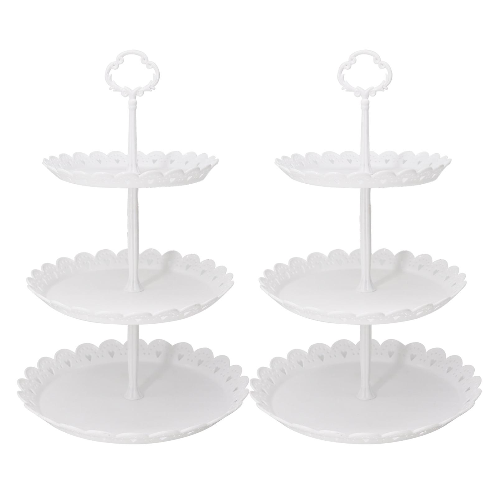 White 3-Tier Round Disposable Cupcake Stand Set