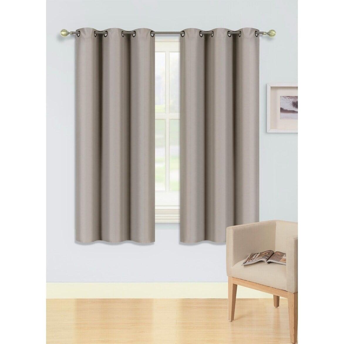 2 Pcs 63 Inch Heavy Insulated Blackout Curtain Panels Taupe Tan