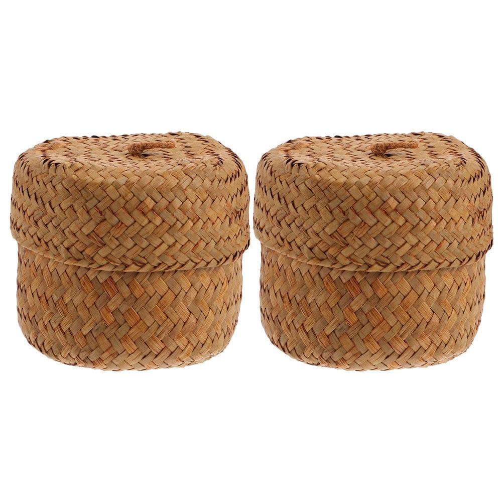 2 Pcs Sea Small Basket with Lid Flower Box Woven Gift Practical