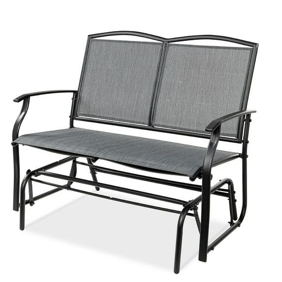 Best Choice Products 2-Person Outdoor Swing Glider, Steel Patio Loveseat, Bench Rocker w/ Armrests - Gray