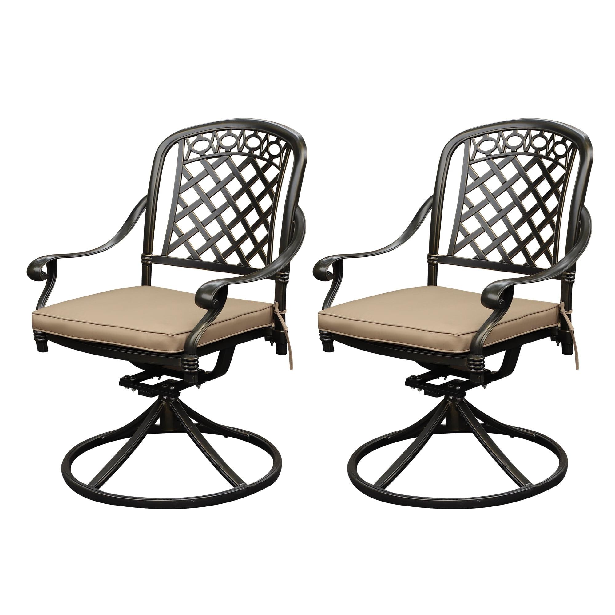 Swivel Patio Dining Armchair with Seat Cushions (Set of 2)