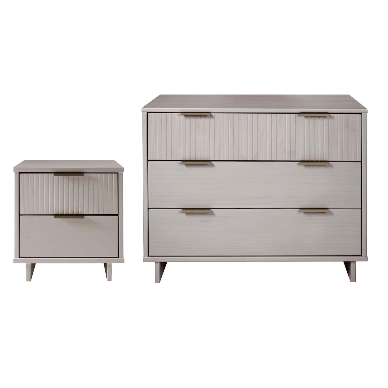 Manhattan Comfort 2pc Granville Dresser and Nightstand Bedroom Set Light Gray: Modern Style, 30-Day Warranty, Anti-Tip Hardware