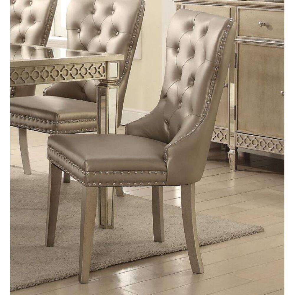 Wildon Home® Kacela Champagne Synthetic Leather & Champagne Finish Side Chair (Set Of 2)