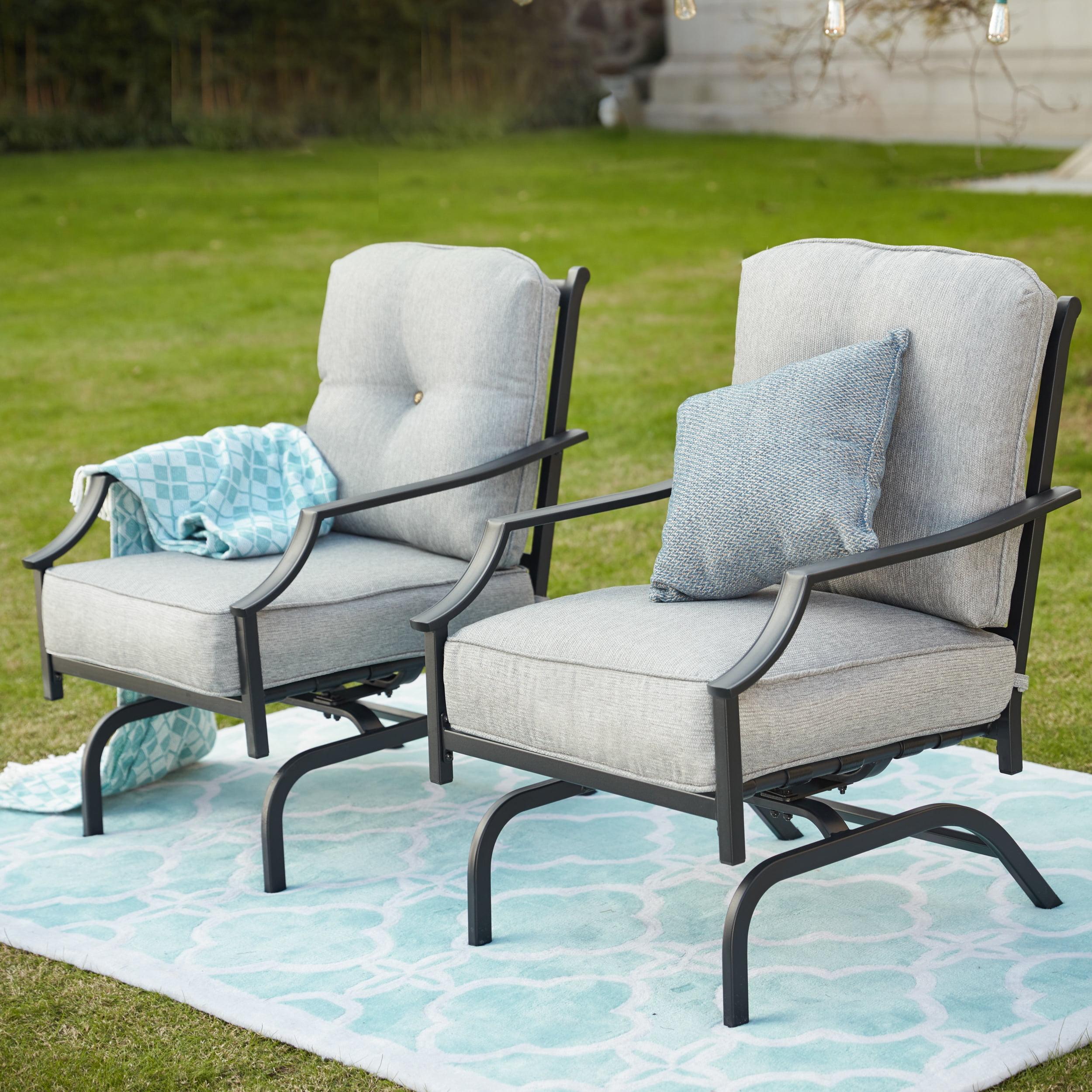 2pk Steel Patio Accent Chairs Gray - Lokatse: Outdoor Seating, Powder-Coated, UV & Weather-Resistant