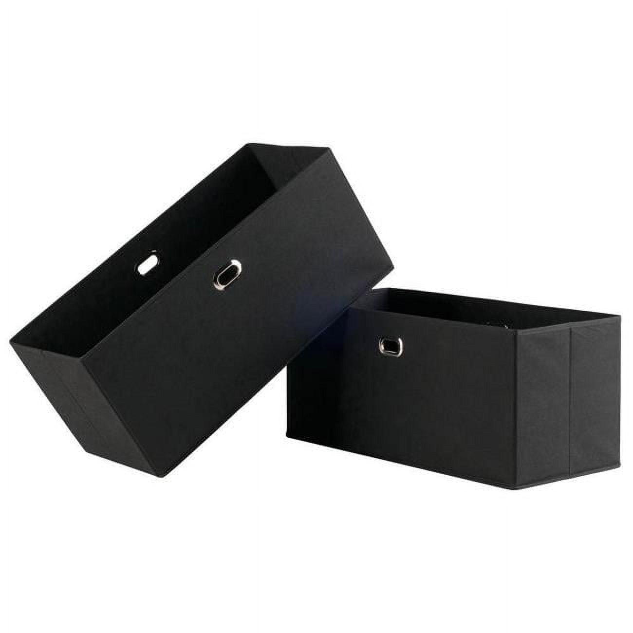 Decorative Basket Winsome Black: Foldable Fabric, Reinforced Chrome Handles, Fits 11" Cube Storage System