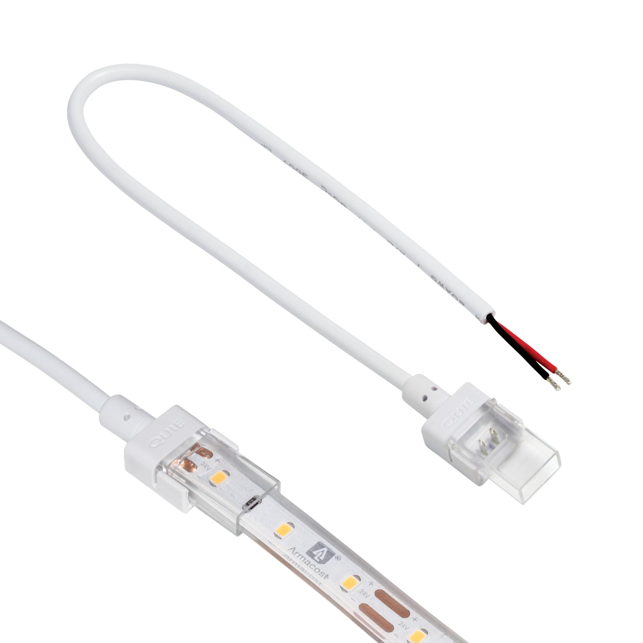 2 Pin LED Strip Light IP67 Outdoor 12 in Wire Lead Connector, 2 Pack