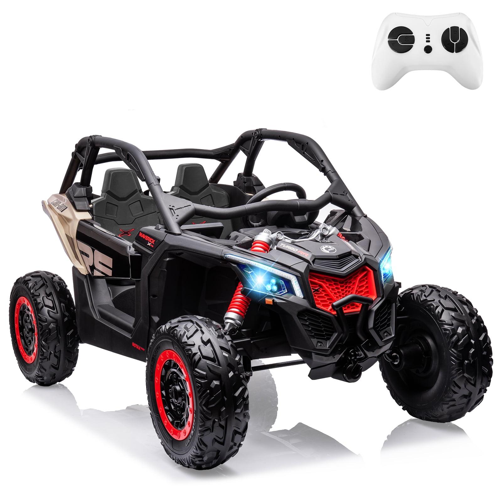 Black 24V Ride-On UTV with Remote Control and LED Lights