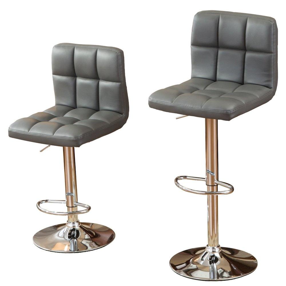 2 Swivel Elegant PU Leather Modern Adjustable Hydraulic Barstools in Gray