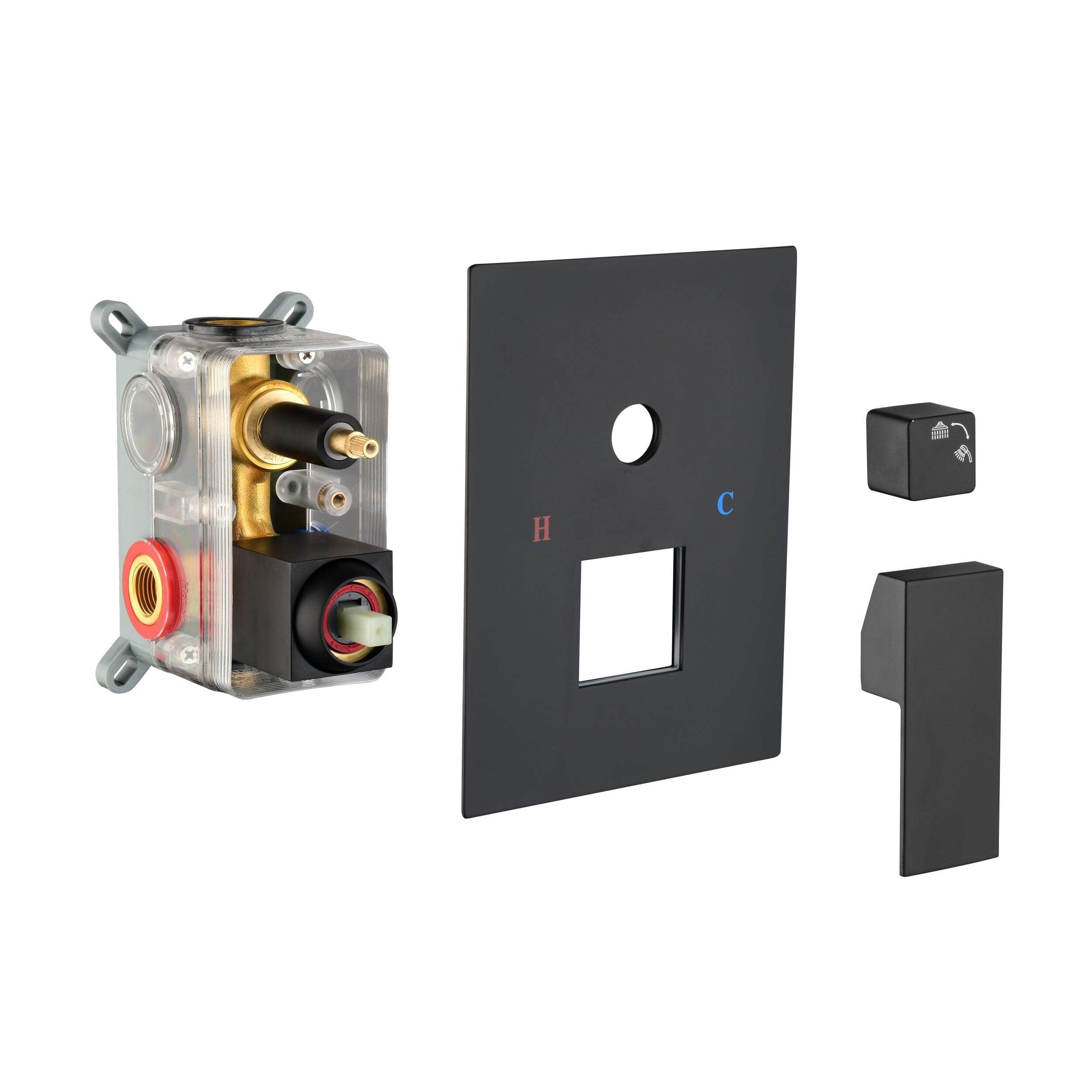 Matte Black Solid Brass 2-Way Shower Diverter Valve Kit