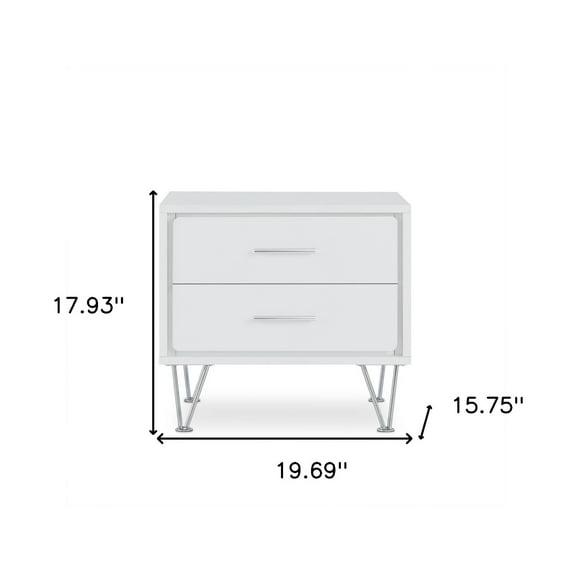 HomeRoots 286439 20 in. White Nightstand with Manufactured Wood Top