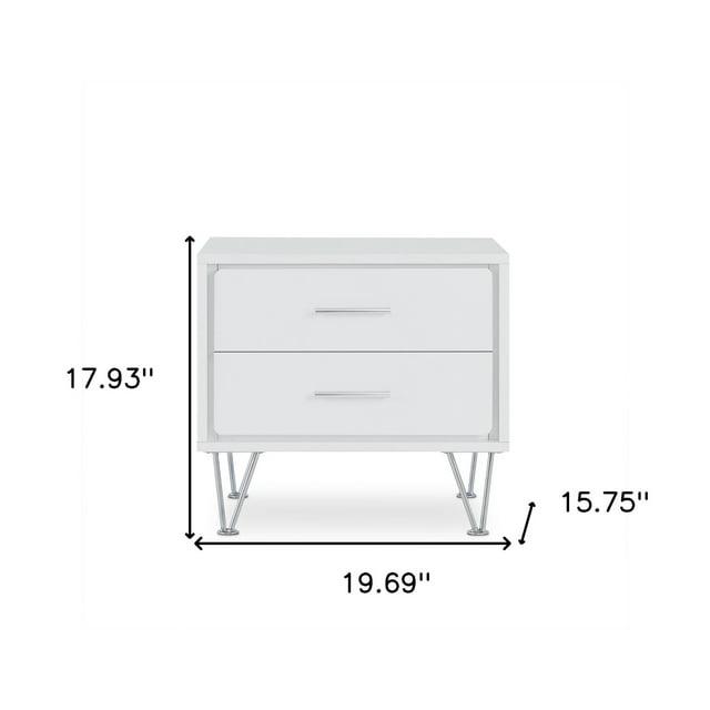 HomeRoots 286439 20 in. White Nightstand with Manufactured Wood Top