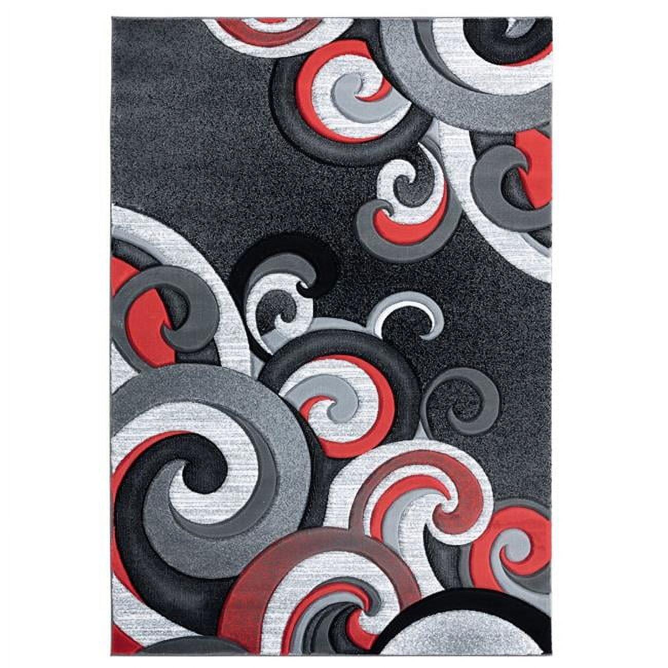 Bristol Rhiannon Red and Gray Swirl Rectangular Rug