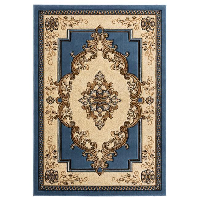 Elegant Teal Blue Medallion 31x50 Synthetic Area Rug