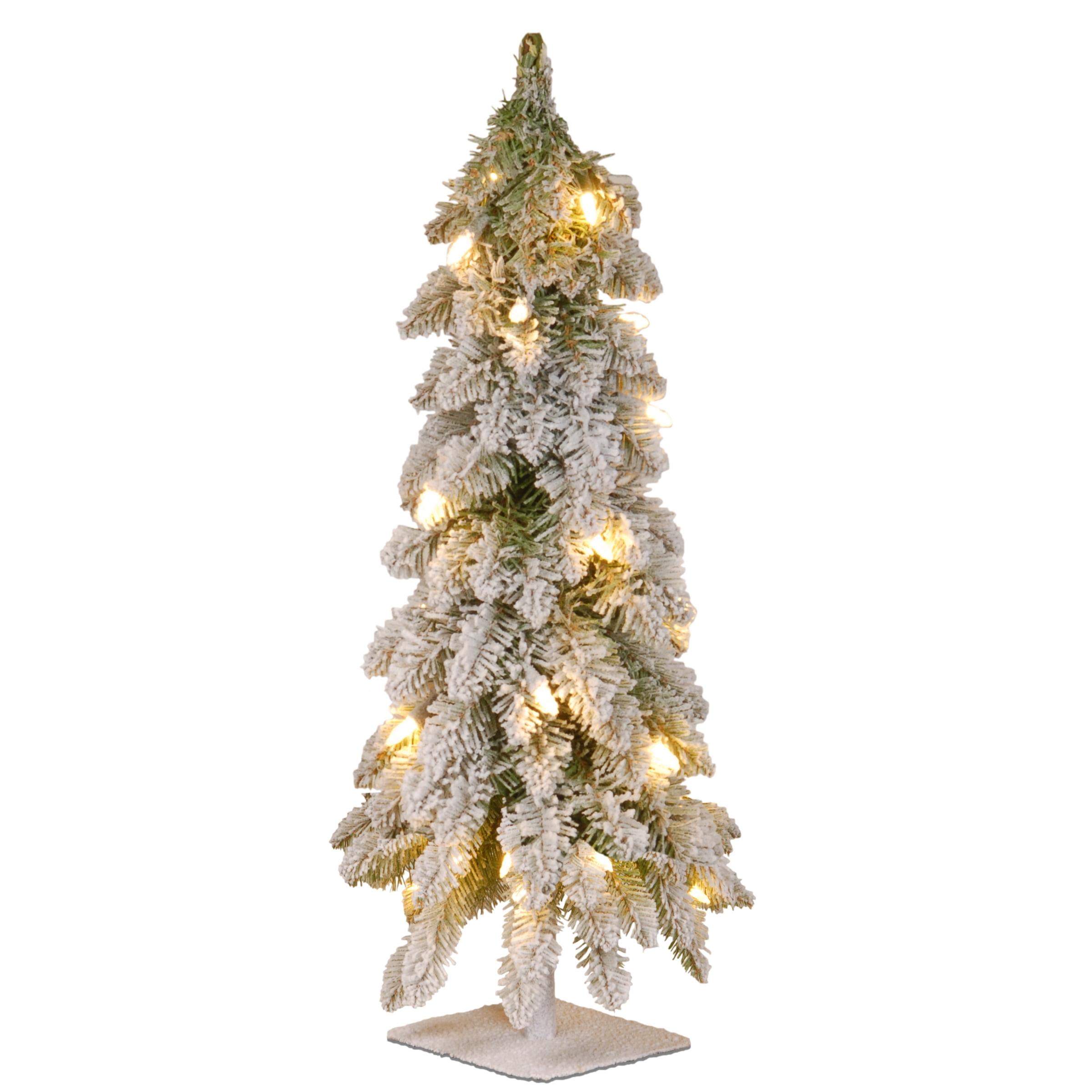 2' Prelit Snowy Downswept Tabletop Christmas Tree with Clear Lights