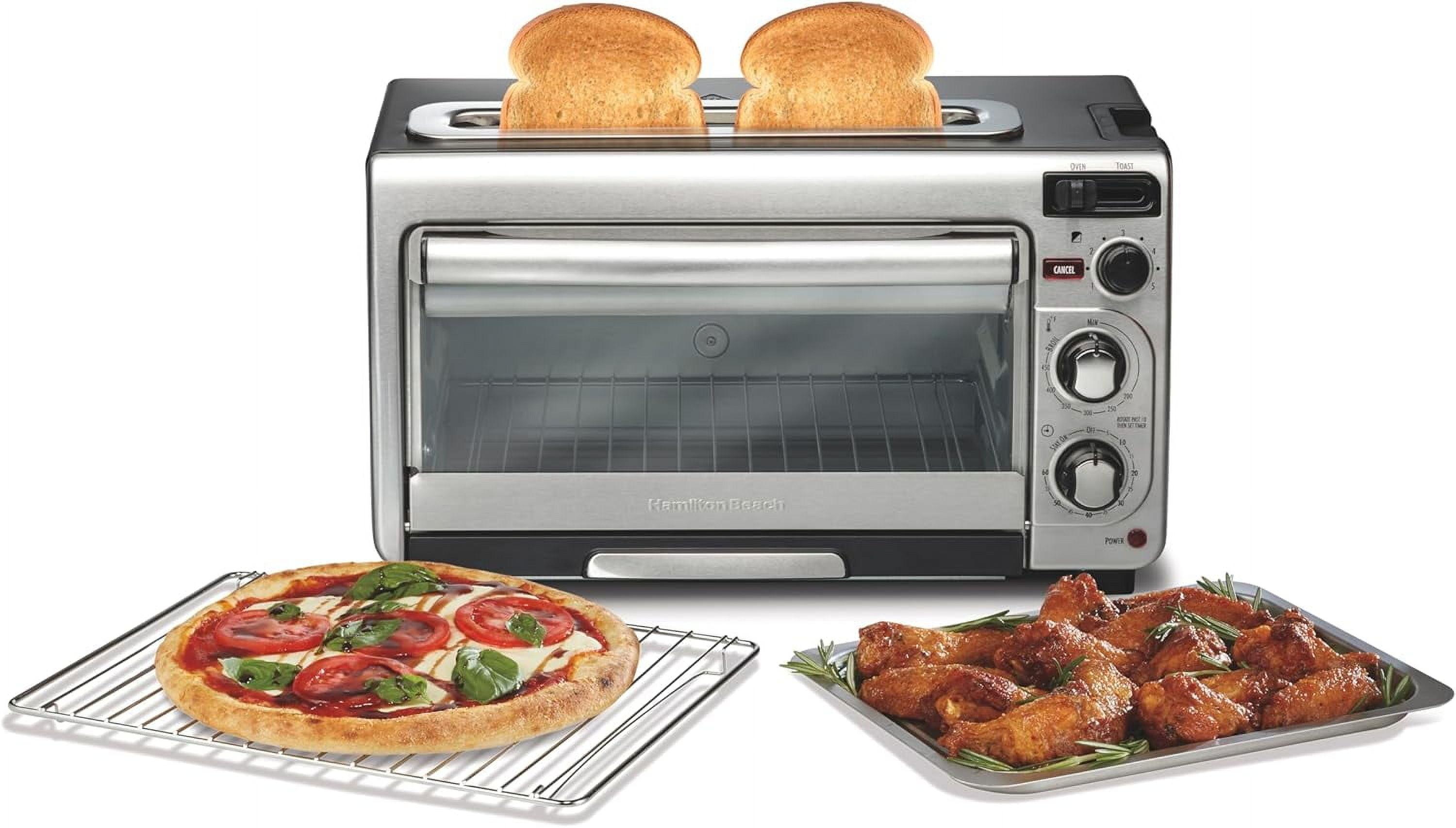 Hamilton Beach 2-in-1 Oven & Toaster Combo, Space-Saving Design, Stainless Steel