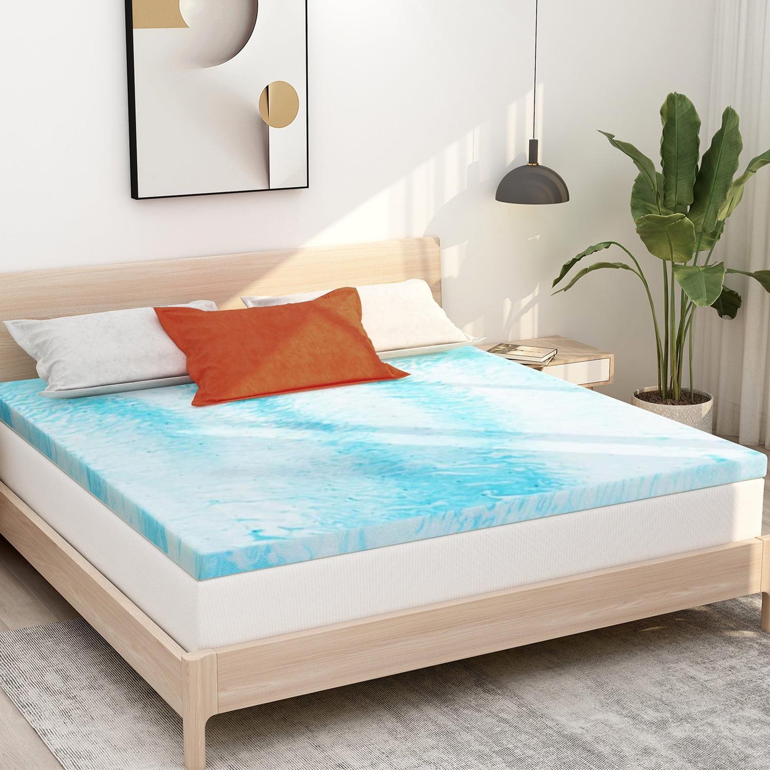 Alwyn Home 2 Inch Memory Foam Mattress Topper Twin Size, Gel Infused Memory Foam Bed Topper For Back Pain Relief, Cooling Mattress Pad,(Blue/Twin)