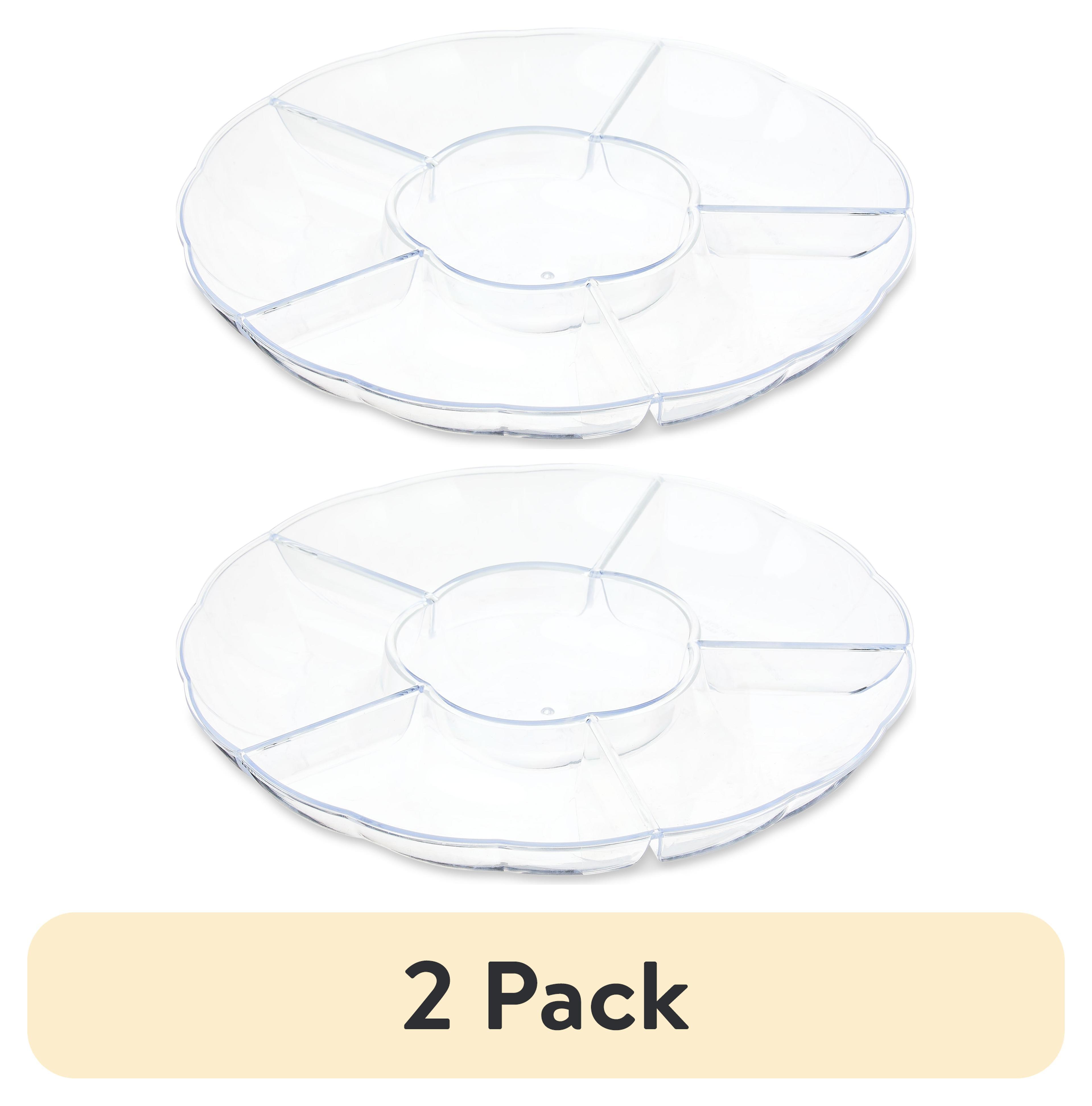 (2 pack) Clear Round Compartment Tray, 12", by Way To Celebrate