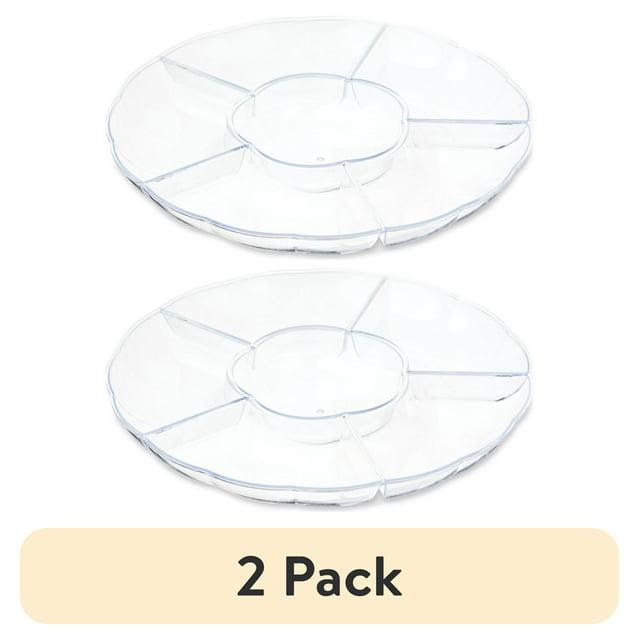 (2 pack) Clear Round Compartment Tray, 12", by Way To Celebrate