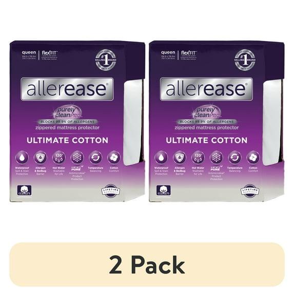 Allerease Queen Ultimate Cotton Waterproof Allergen and Bedbug Barrier Zippered Mattress Protector: Hypoallergenic Encasement