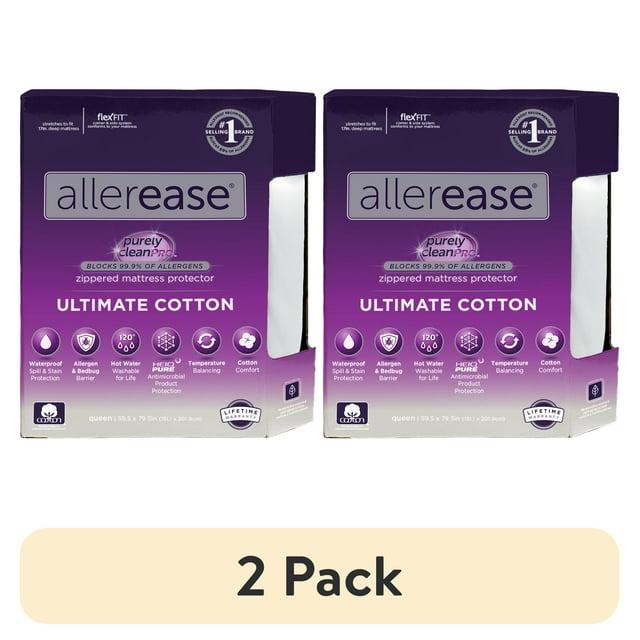 Allerease Queen Ultimate Cotton Waterproof Allergen and Bedbug Barrier Zippered Mattress Protector: Hypoallergenic Encasement