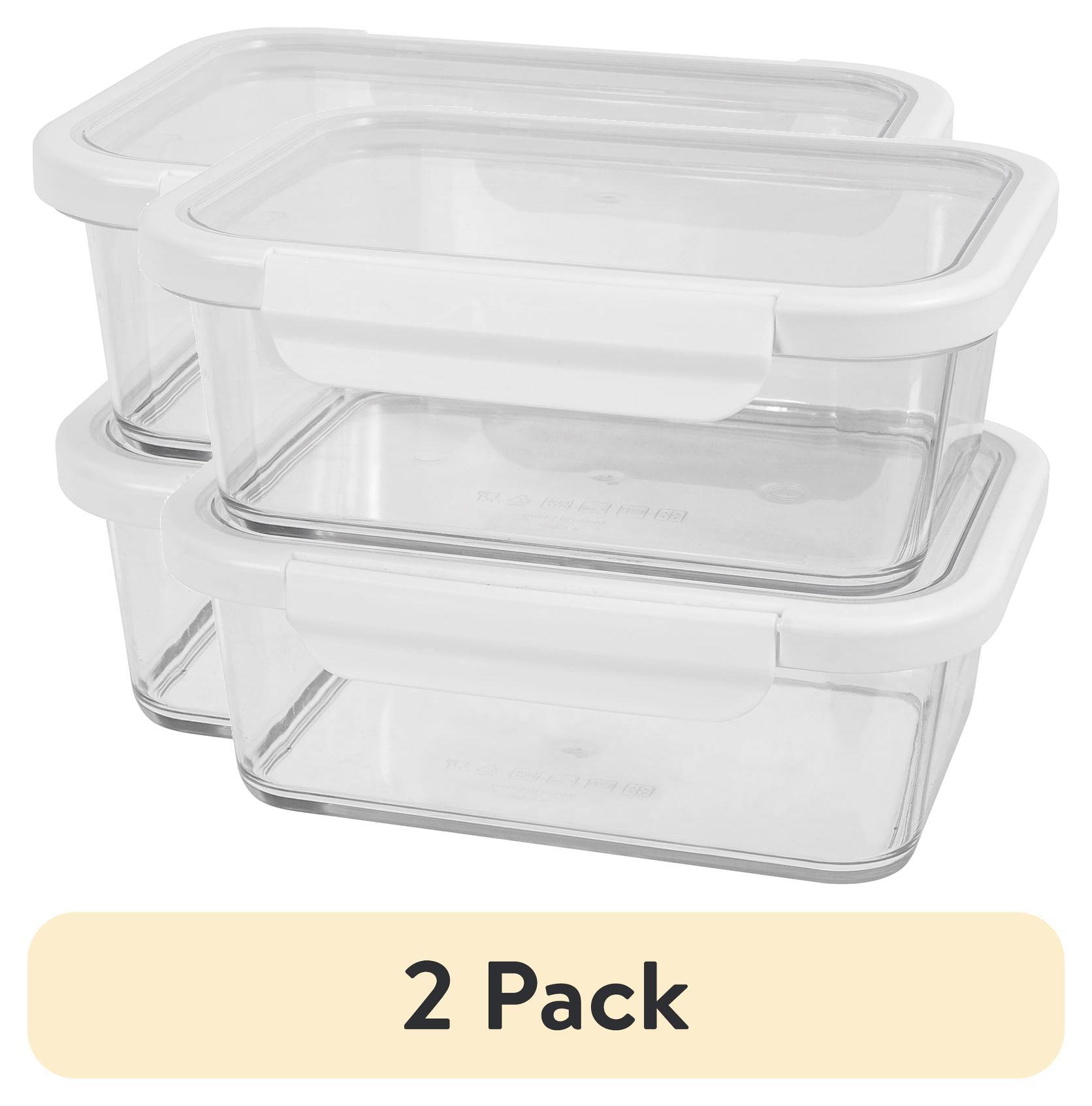 Better Homes & Gardens 4Cup Rectangle Glass Food Storage Container with Tritan Lid. Set of 2,  4 Pieces