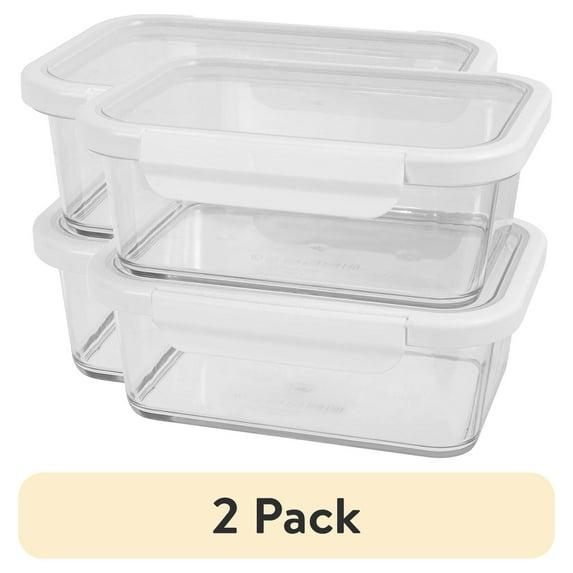 Better Homes & Gardens 4Cup Rectangle Glass Food Storage Container with Tritan Lid. Set of 2,  4 Pieces