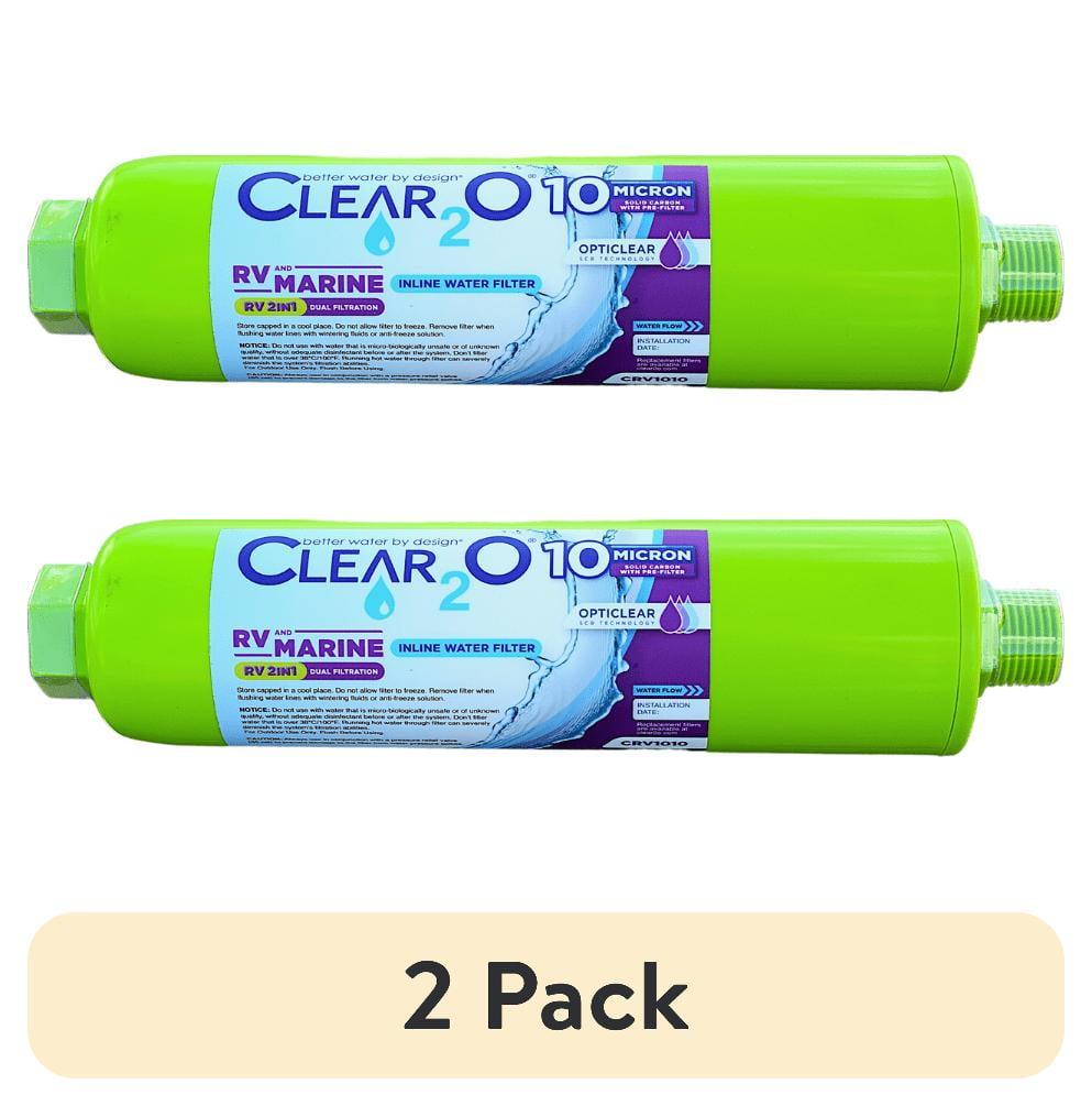 CLEAR2O® 2 in 1 inline full-length solid carbon block 10 micron water filter and 15 micron sediment pre-filter