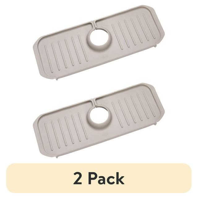 Ginsey Clorox KeptClean Kitchen Faucet Splash Guard – Easy-to-Install, Water-Resistant Protection for Faucets and Sink Area, Self-Draining Channels Direct Water Into Sink – Almond