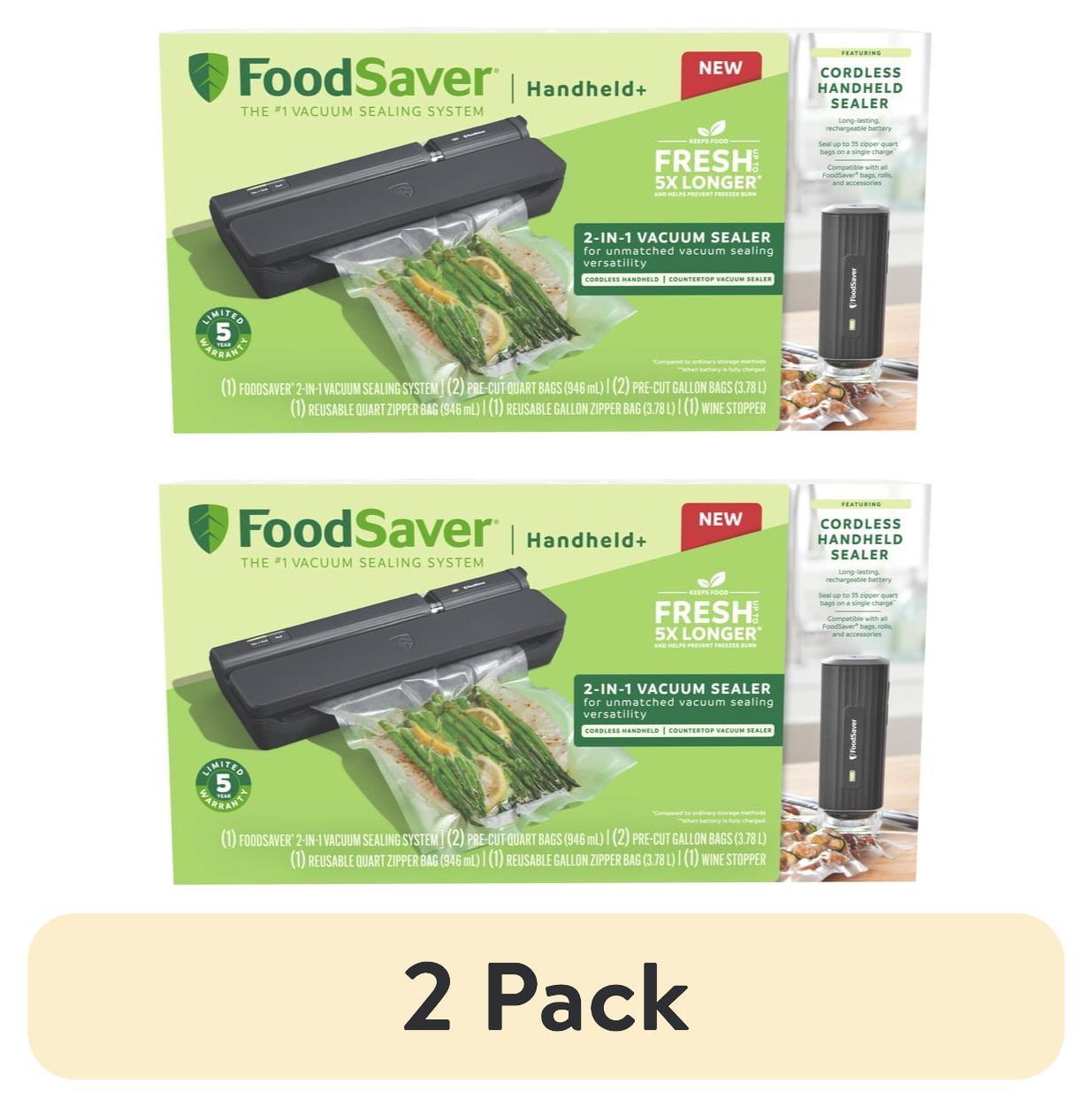 FoodSaver 2-in-1 Vacuum Sealer System + Cordless Handheld Sealer Black MS2010: 5-Year Warranty, Plastic, Spot Clean