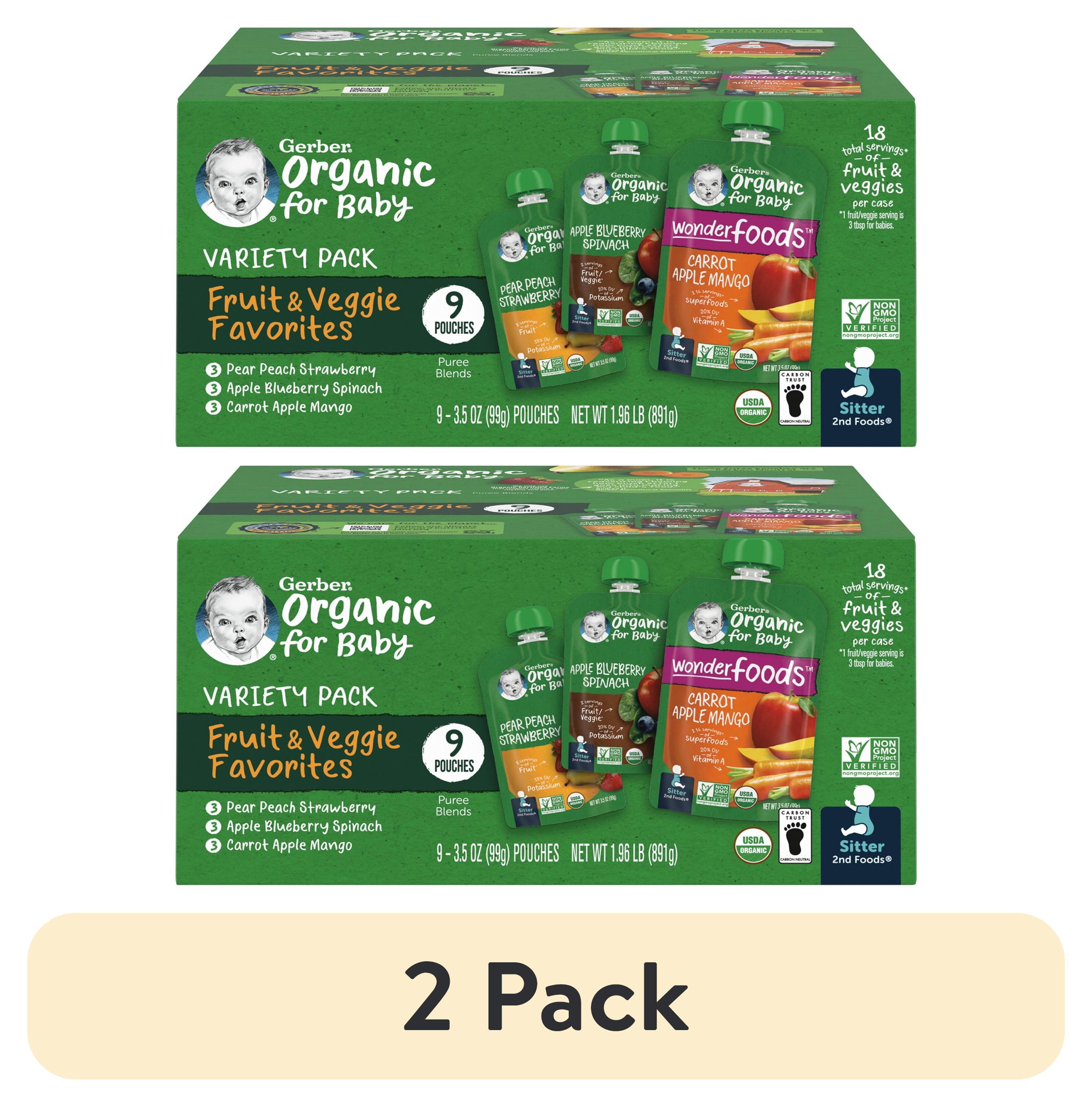 Gerber Stage 2 Organic Baby Food Pouches - Fruit & Veggie Value Pack - 3.5oz/9pk