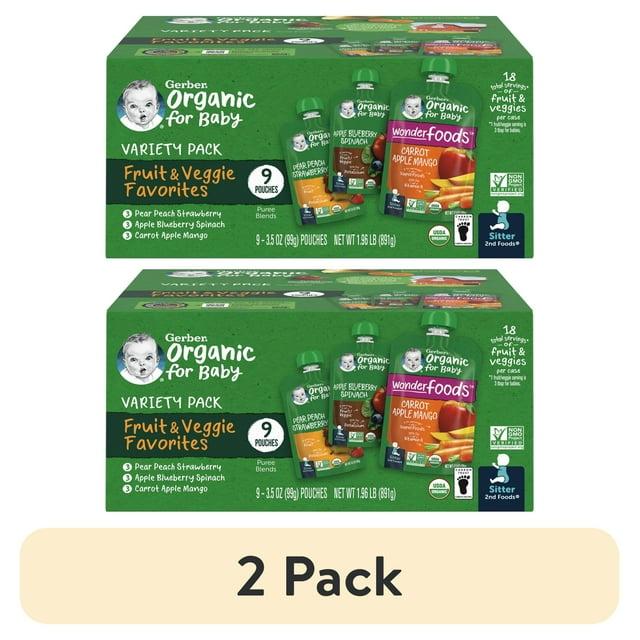 Gerber Stage 2 Organic Baby Food Pouches - Fruit & Veggie Value Pack - 3.5oz/9pk