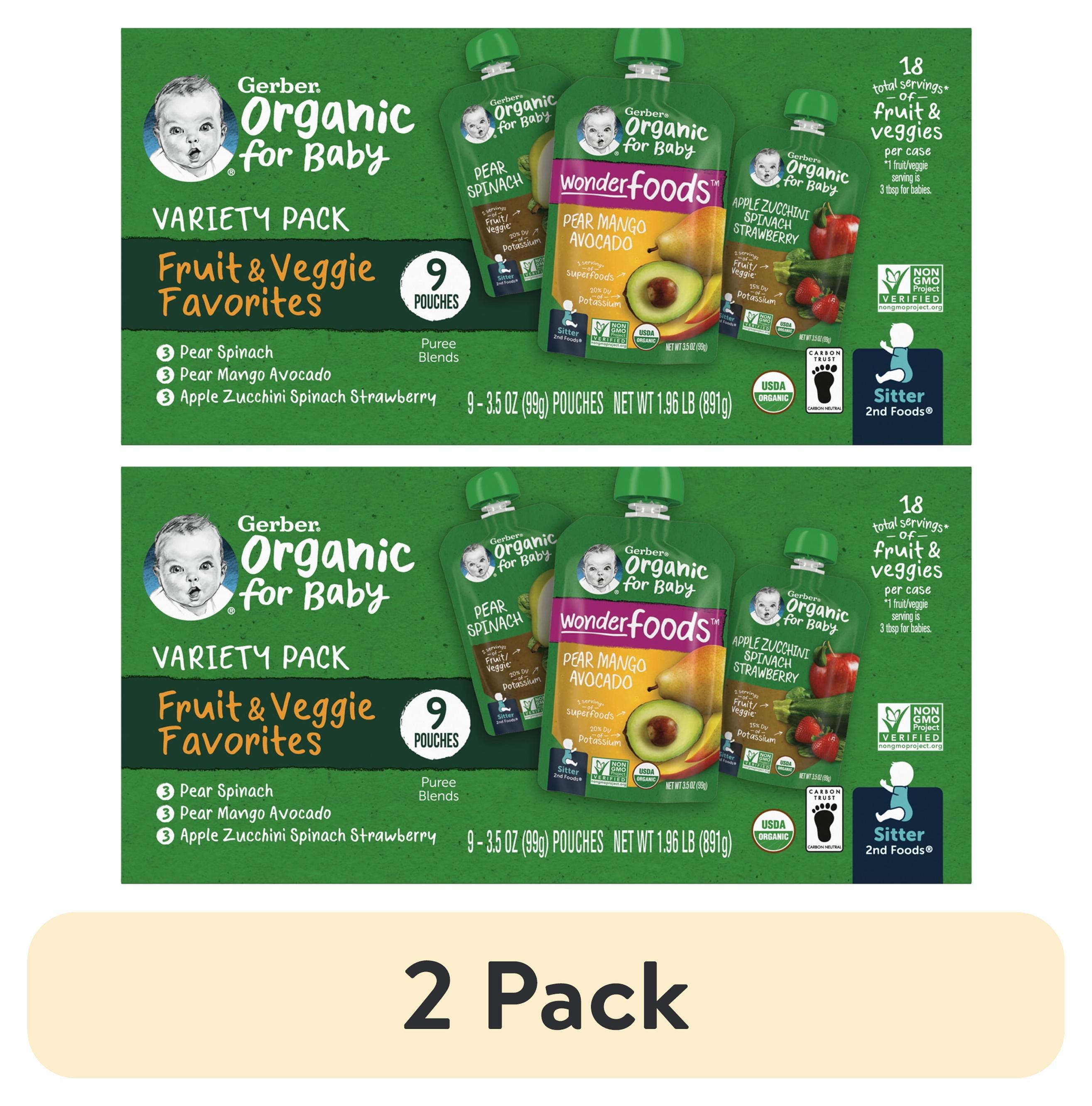 Gerber Stage 2 Organic Baby Food Pouches - Fruit & Veggie Value Pack - 3.5oz/9pk