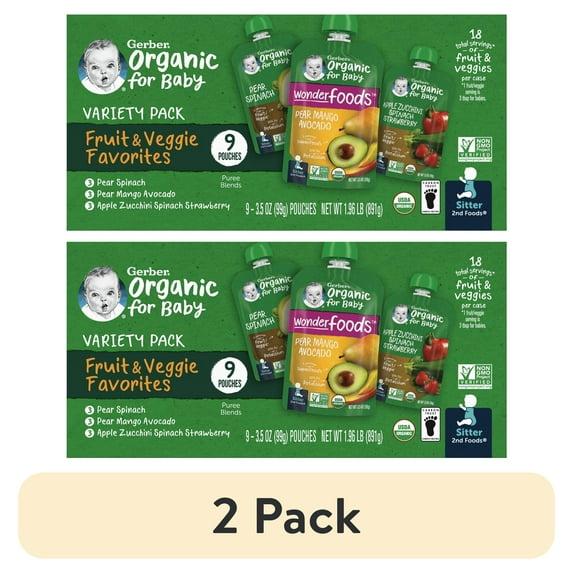Gerber Stage 2 Organic Baby Food Pouches - Fruit & Veggie Value Pack - 3.5oz/9pk