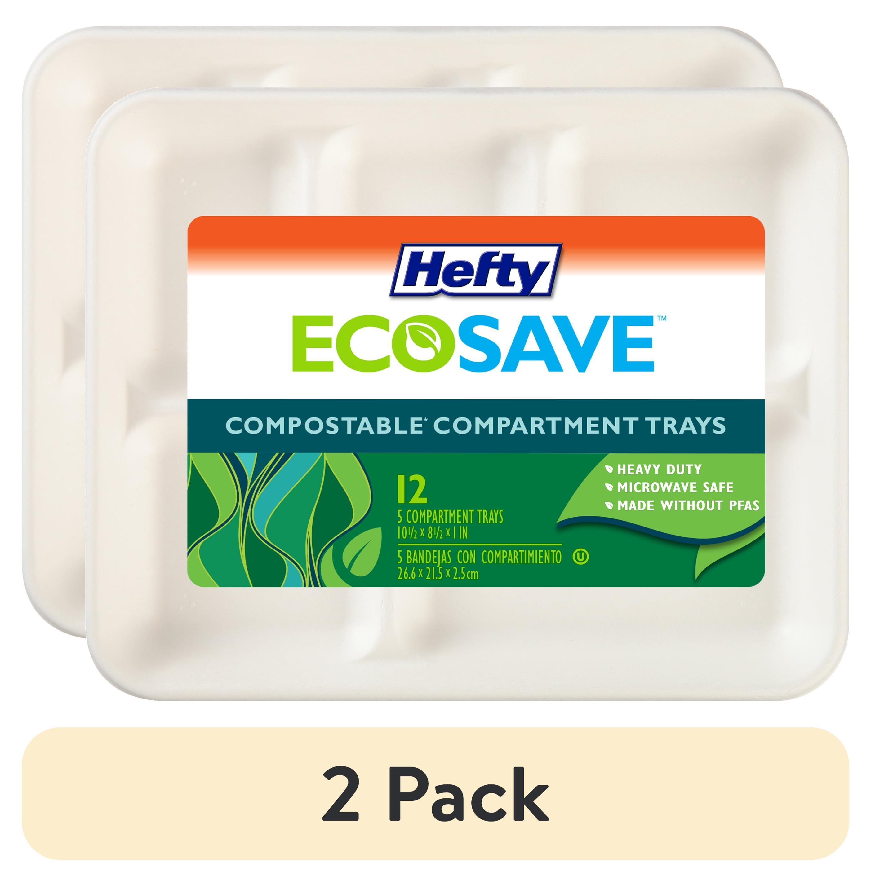 Hefty ECOSAVE Compostable 5-Compartment Paper Trays, 12 Count