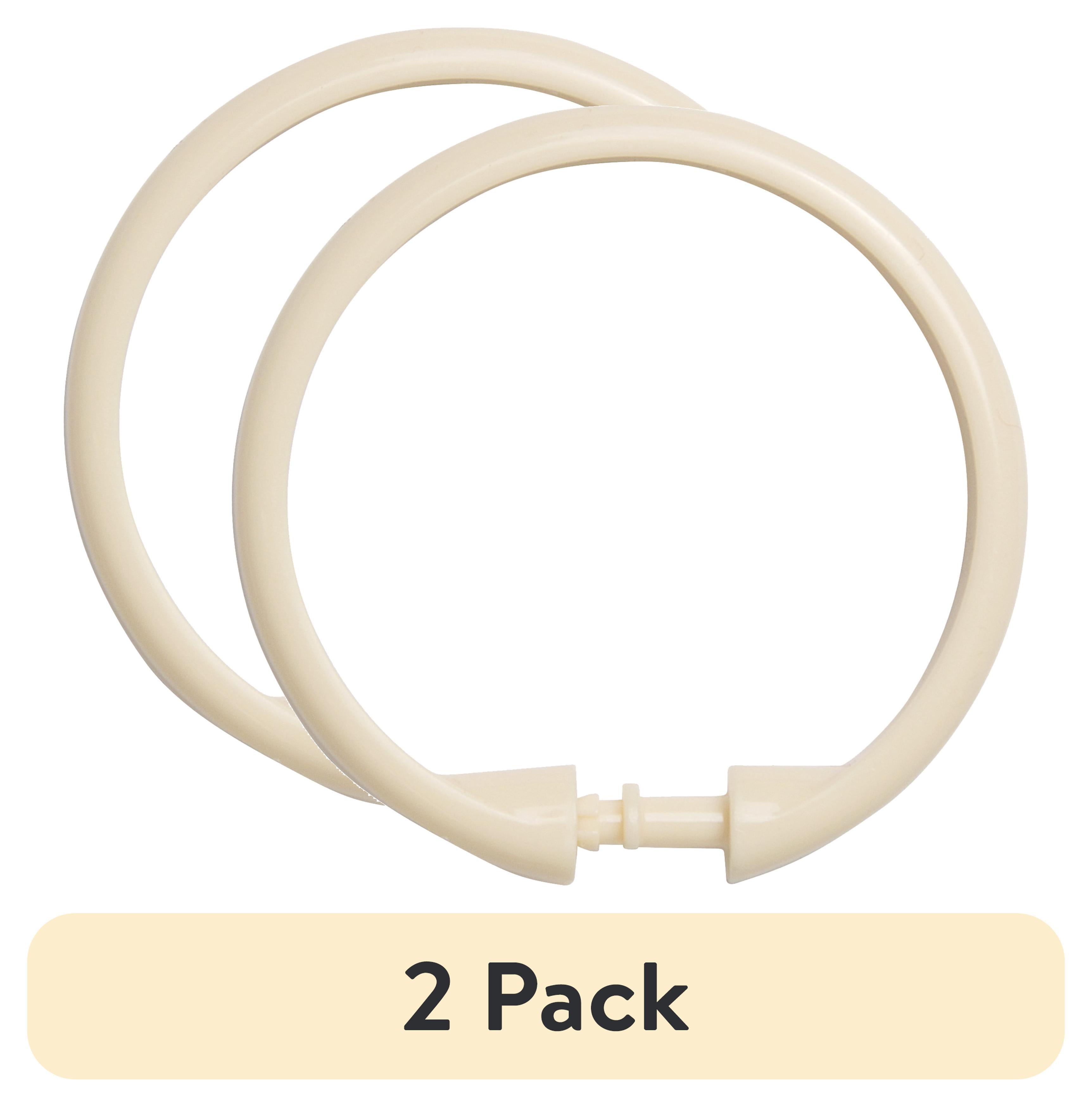 Kenney Rust-Proof Smooth Plastic Shower Curtain Rings, Set of 12, Cream