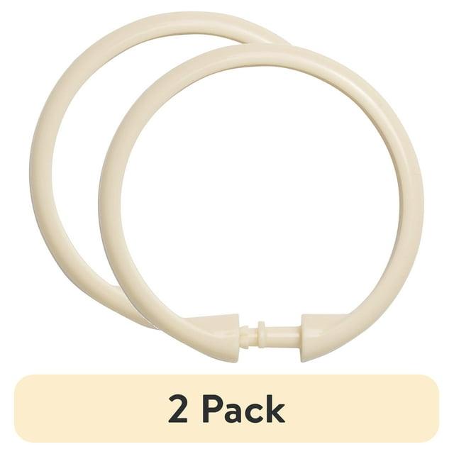 Kenney Rust-Proof Smooth Plastic Shower Curtain Rings, Set of 12, Cream