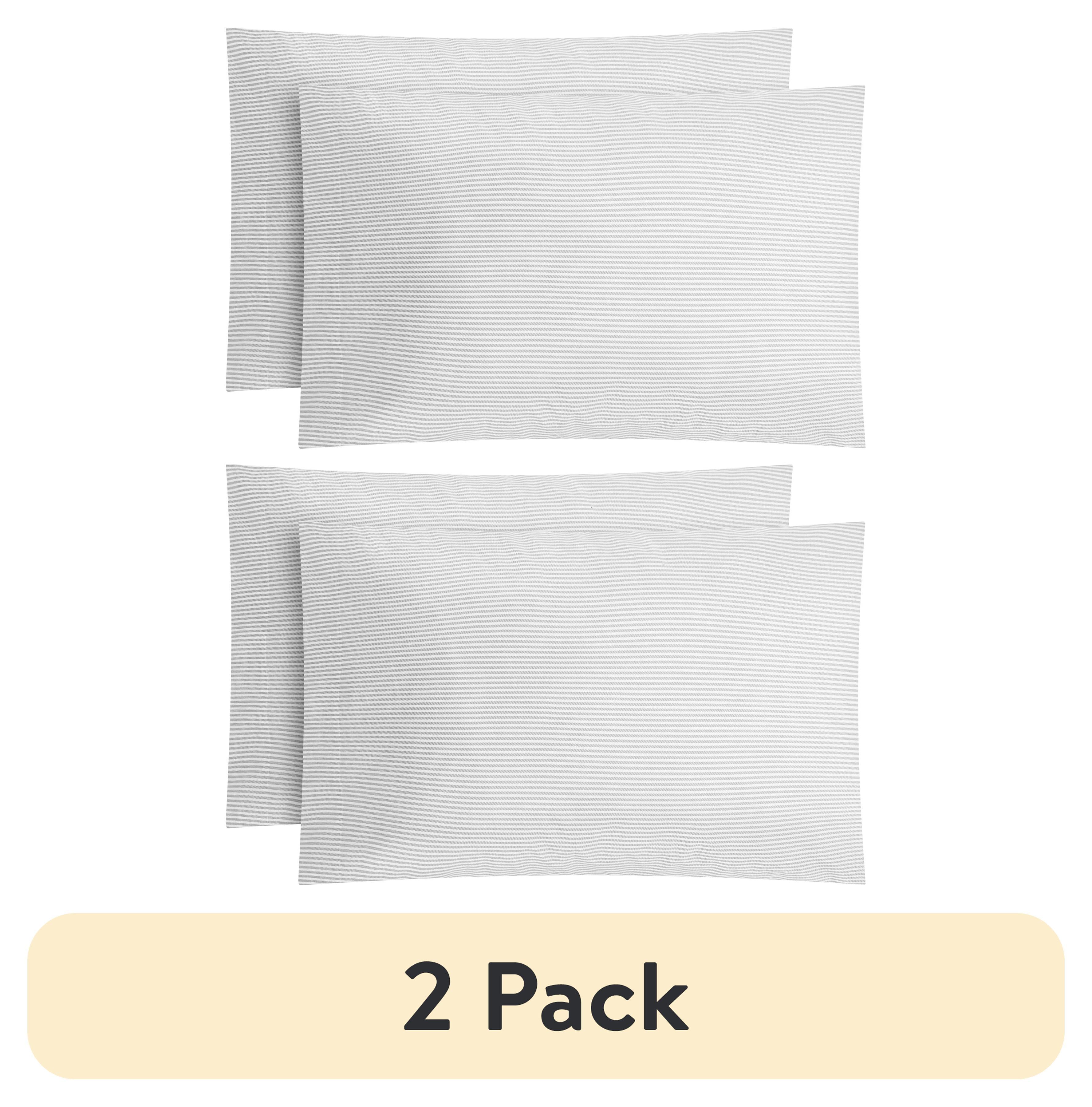 Mainstays 2-Piece 300 Thread Count Silver Stripe Cotton Blend Percale Pillowcase Set, Standard/Queen