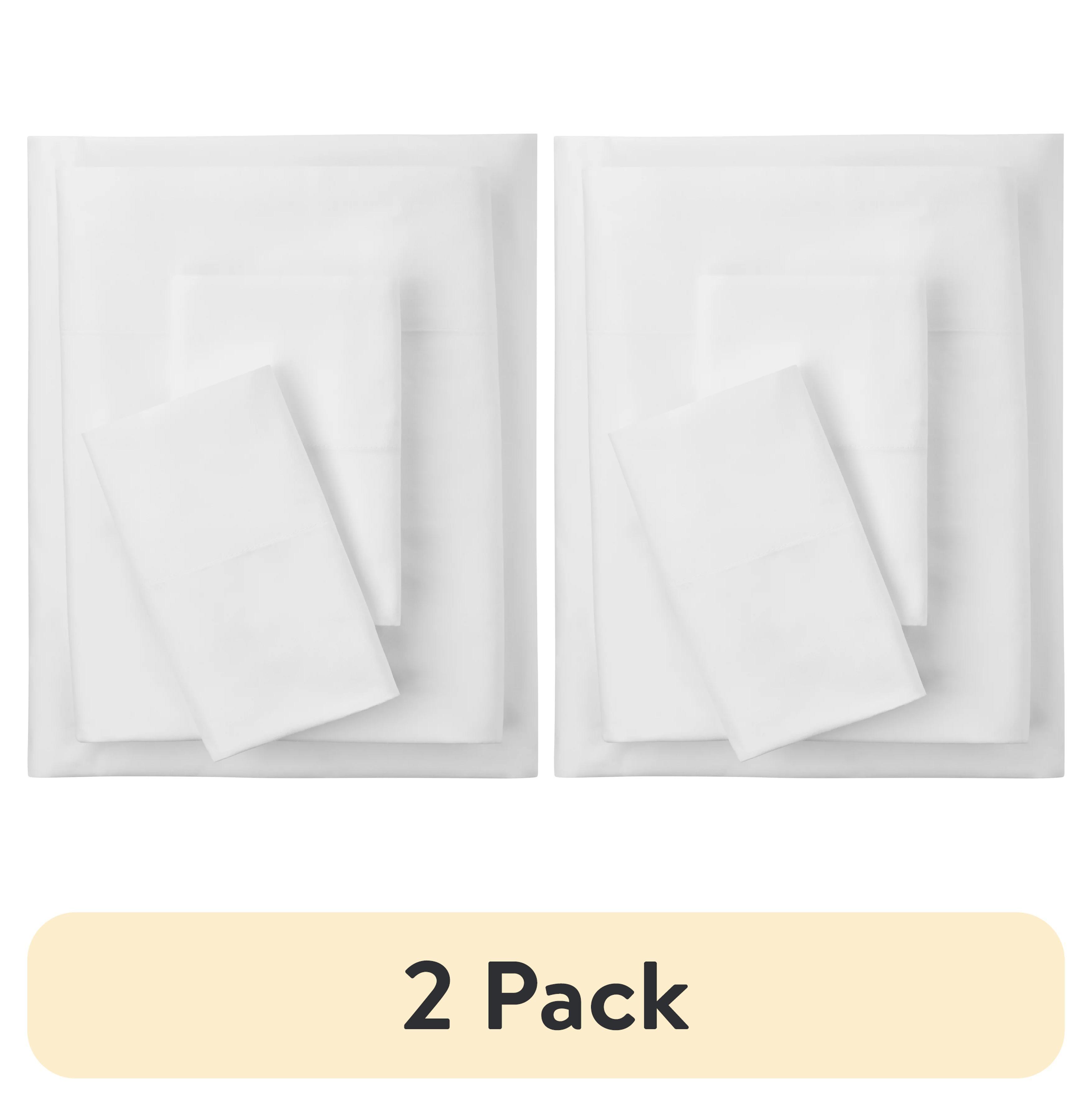 Mainstays 4-Piece 300 Thread Count White Cotton Blend Percale Bed Sheet Set, Queen