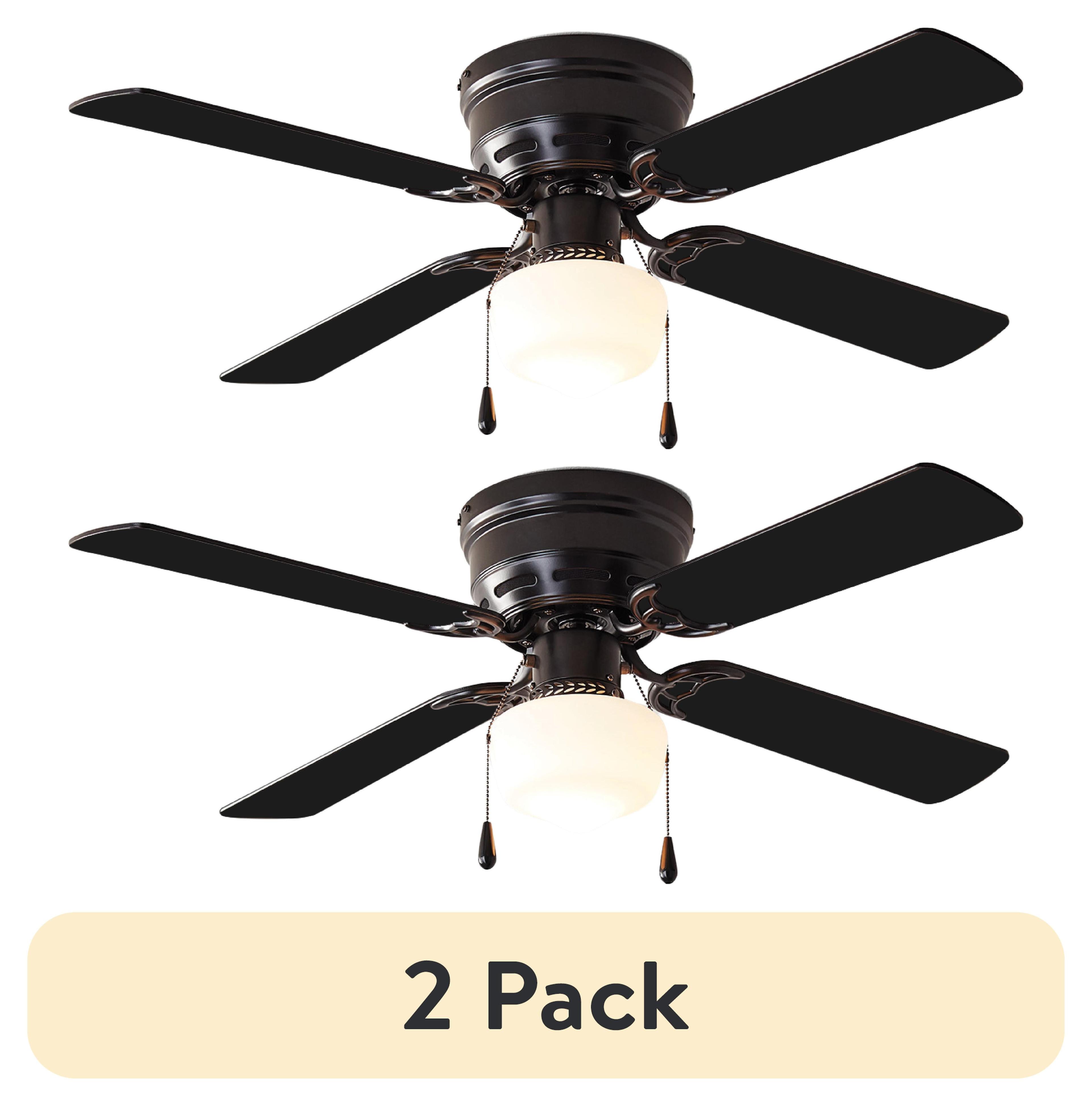 Mainstays 42 inch Hugger Indoor Ceiling Fan with Light Kit, Black, 4 Blades, Reverse Airflow