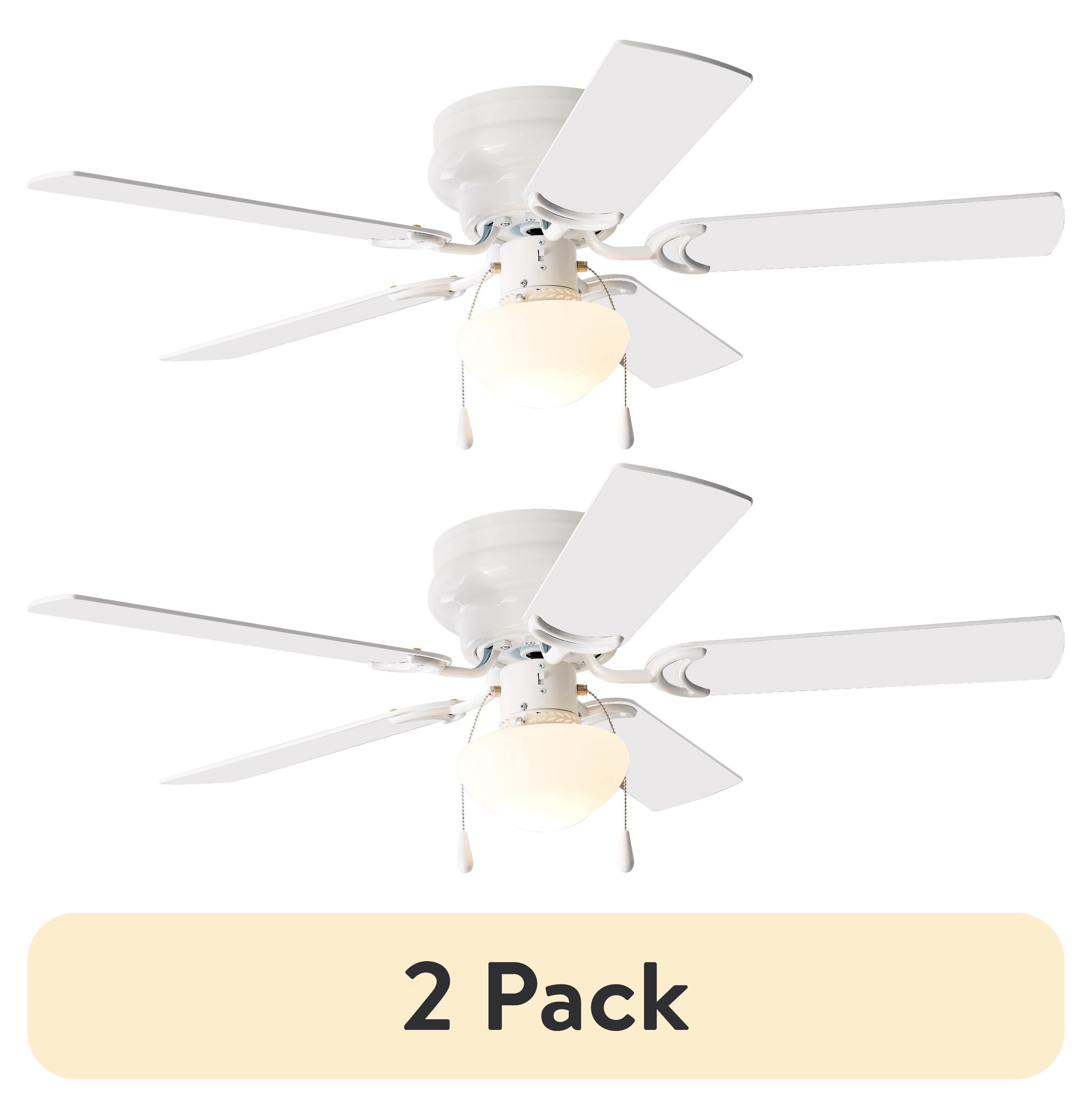 Mainstays 52 inch Hugger Indoor Ceiling Fan with Light Kit, White, 5 Blades, Reverse Airflow