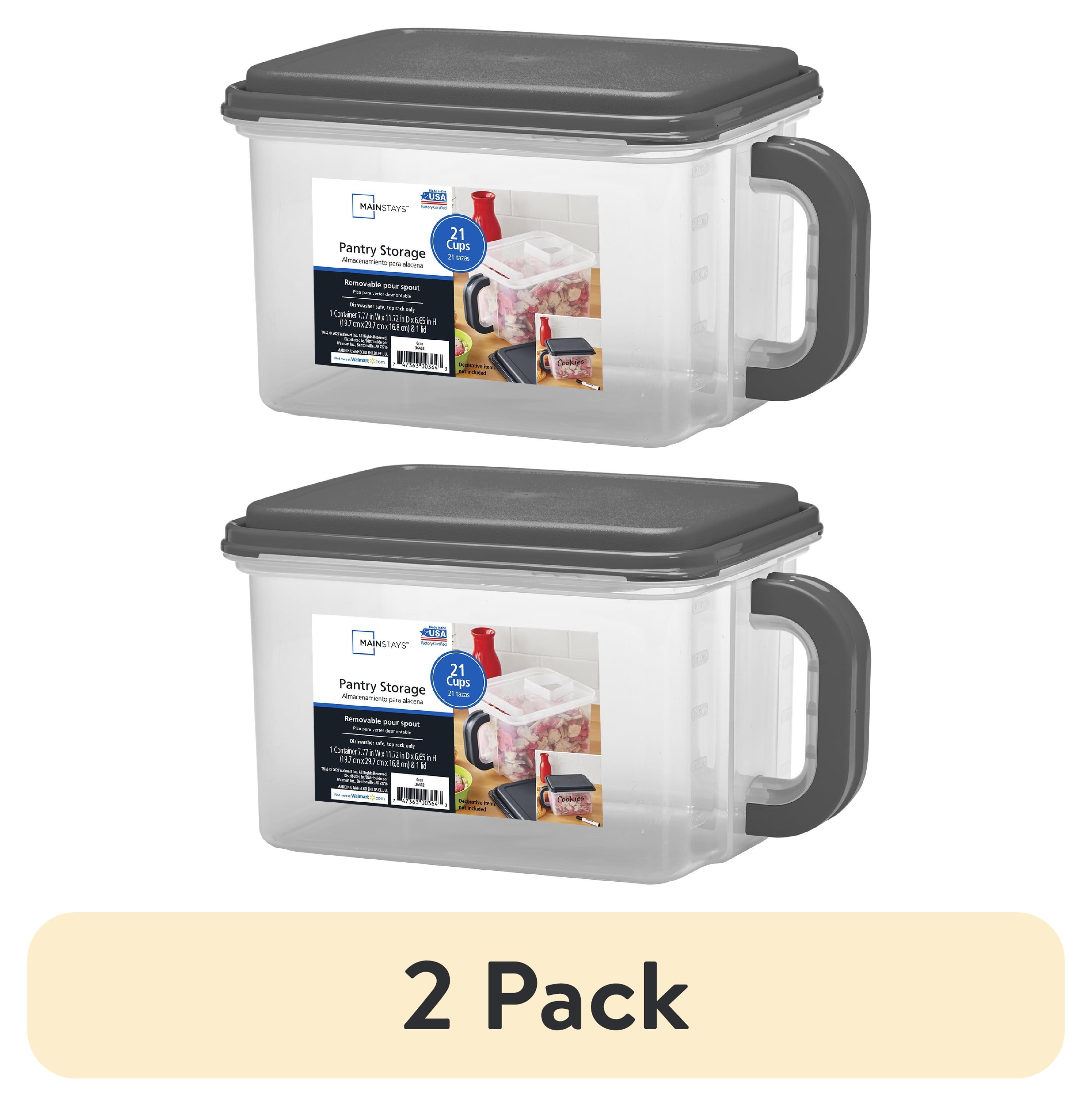 Mainstays Medium Canister with Handle, 21 Cups - Plastic, Gray Lid and Handle