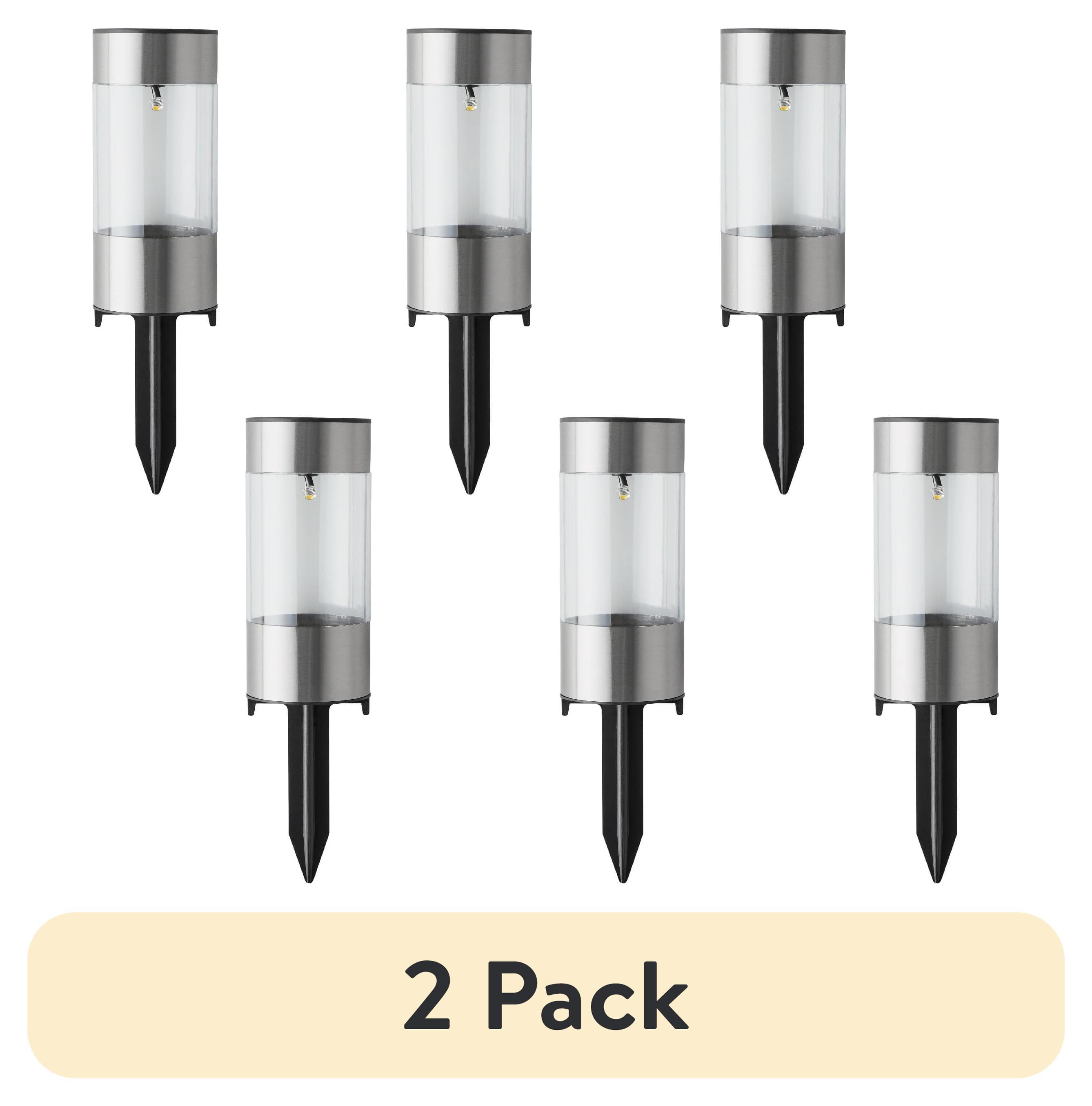 Mainstays Solar Powered Bollard Mini Landscape Path Lights, Warm White, 6 Pack