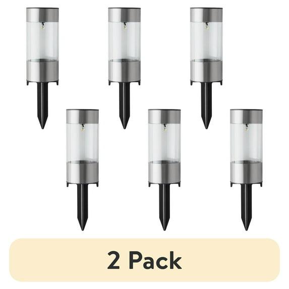 Mainstays Solar Powered Bollard Mini Landscape Path Lights, Warm White, 6 Pack