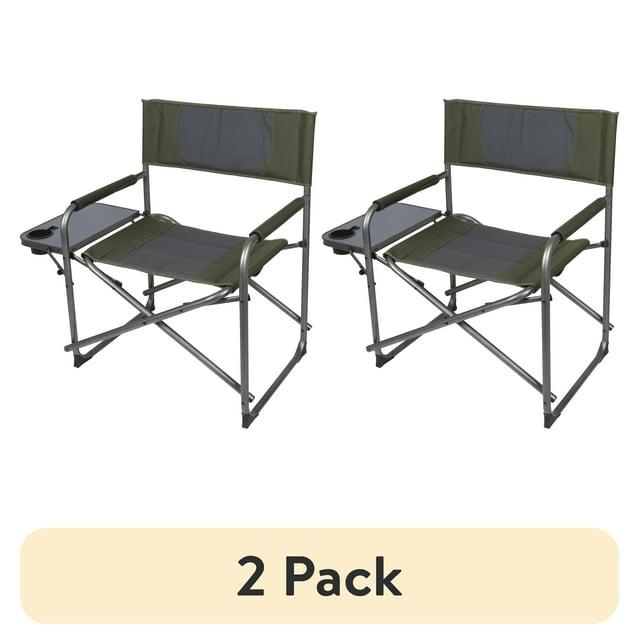 Ozark Trail Oversized Director Chair with Side Table for Outdoor, Adult, Green Fabric