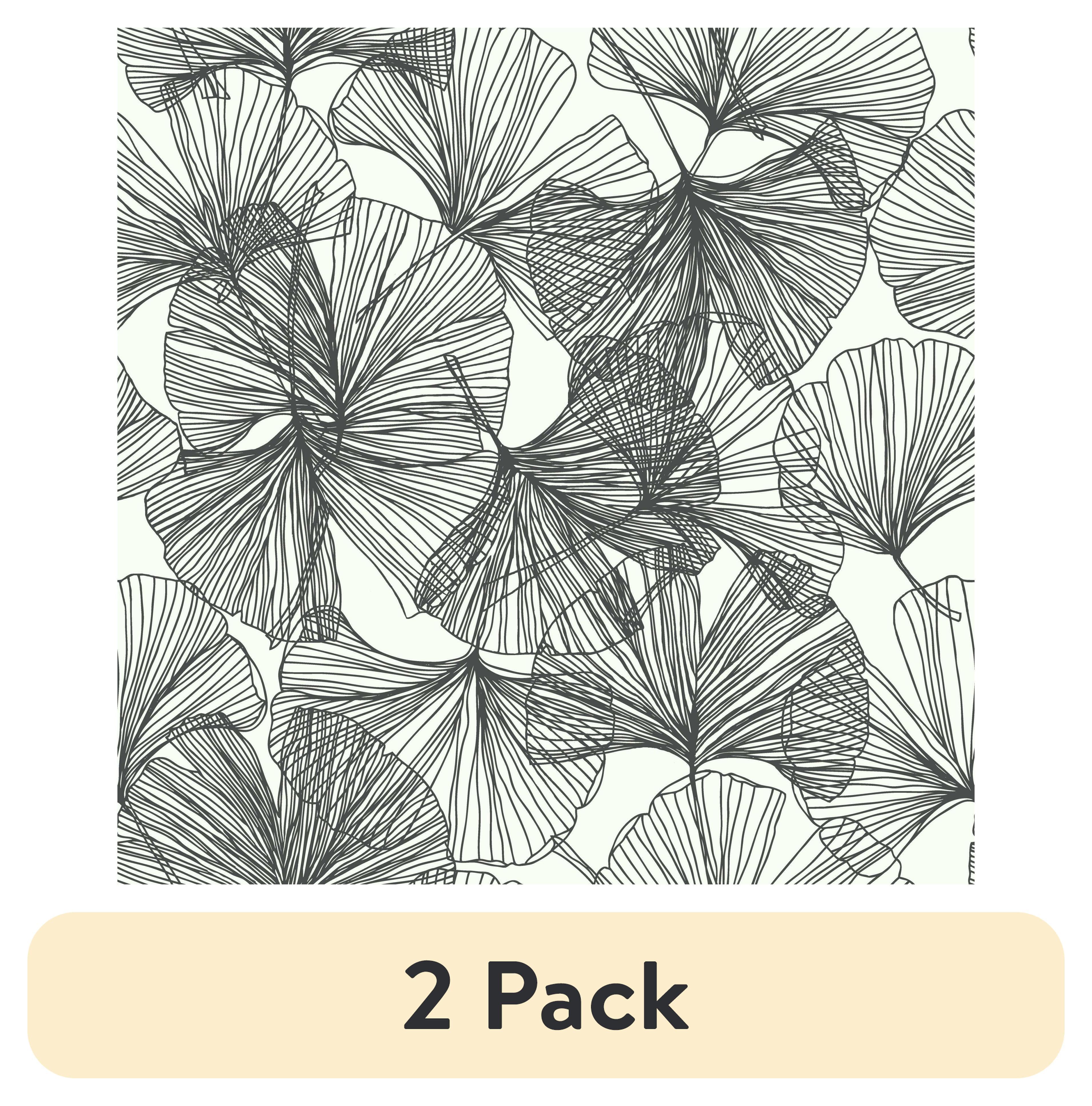 RoomMates Black Ginkgo Leaves Peel and Stick Wallpaper, 20.5 in x 18 ft