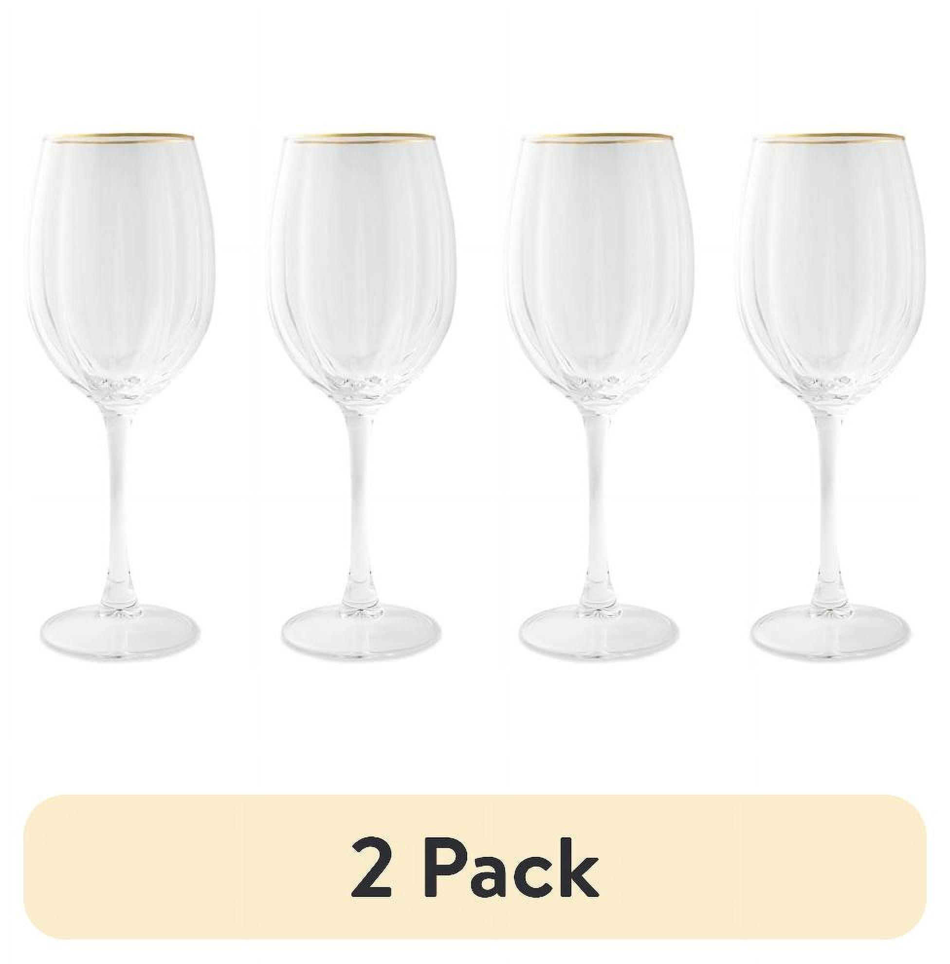 Thyme & Table Scalloped Wine Glasses with Gold Rim, Set of 4
