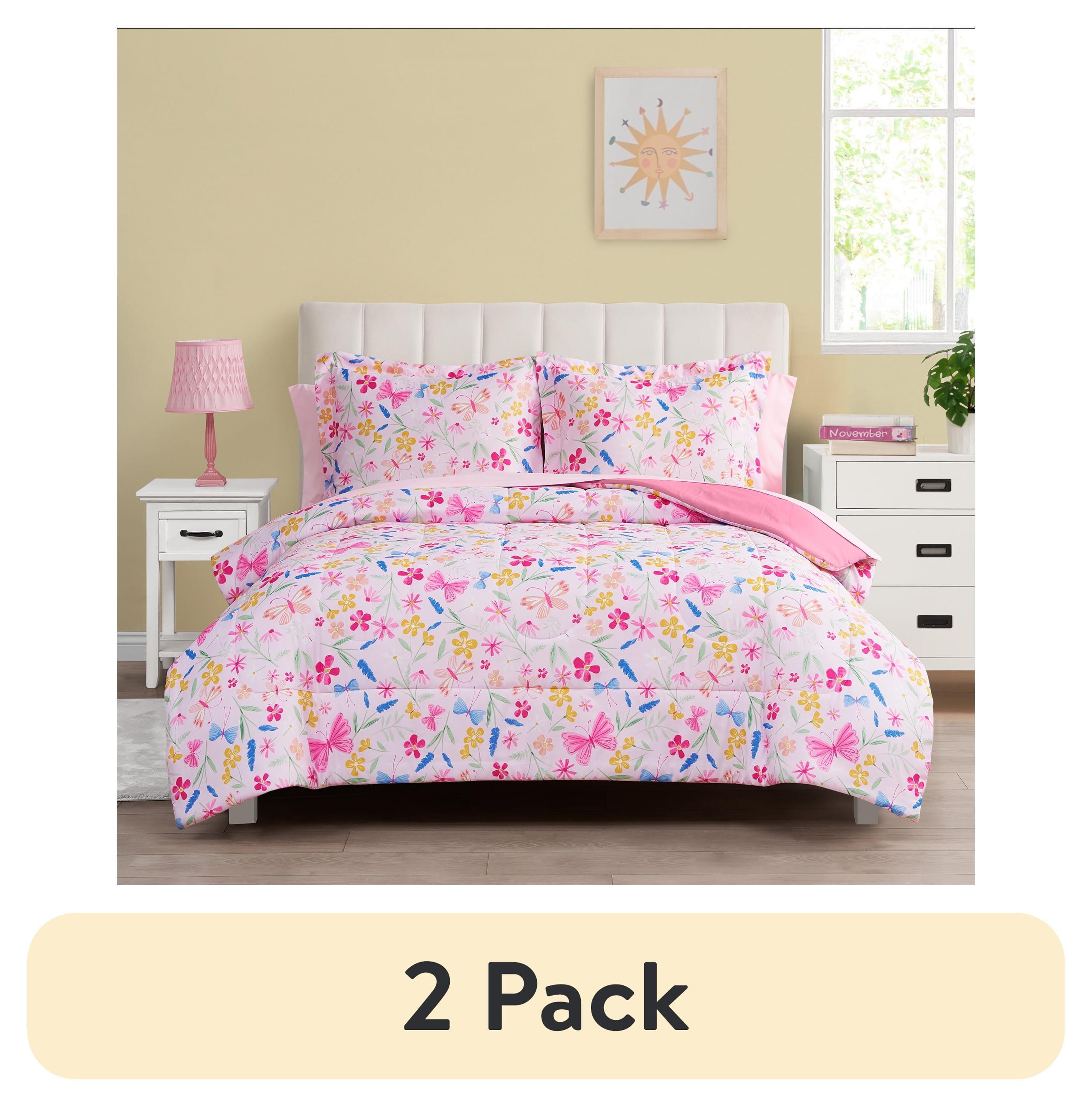 Your Zone 7 Piece Pink Wildflower Polyester Bedding Set for Girls, Full