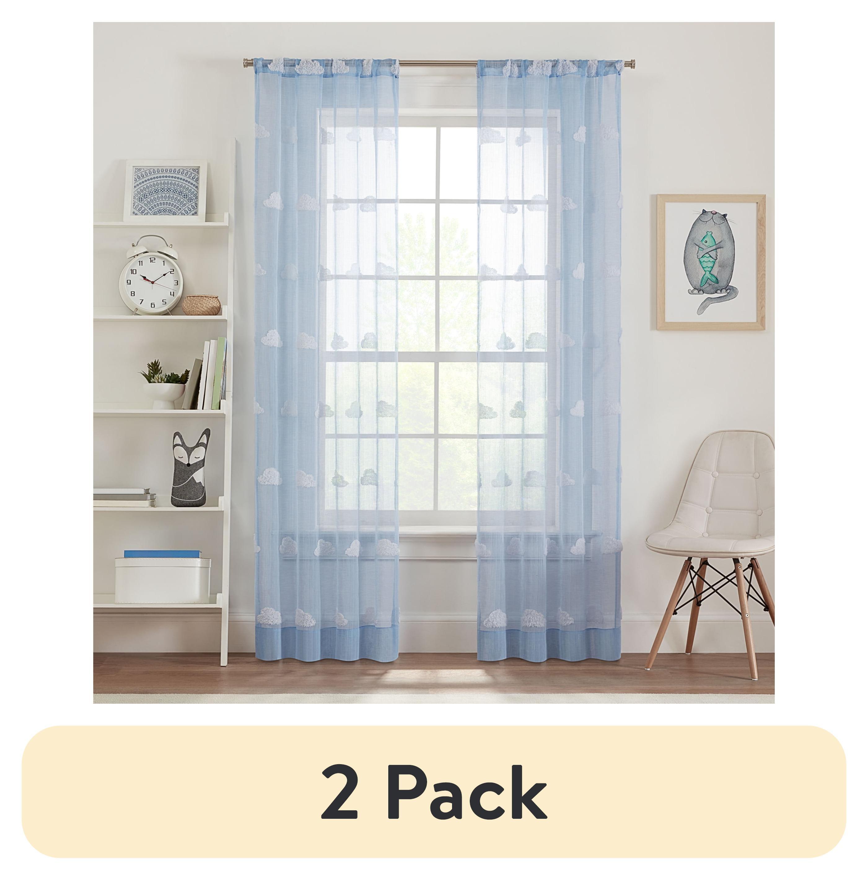 Your Zone Cloud Sheer Indoor Single Curtain Panel, Blue Ash, 38"W x 84"L, Adult