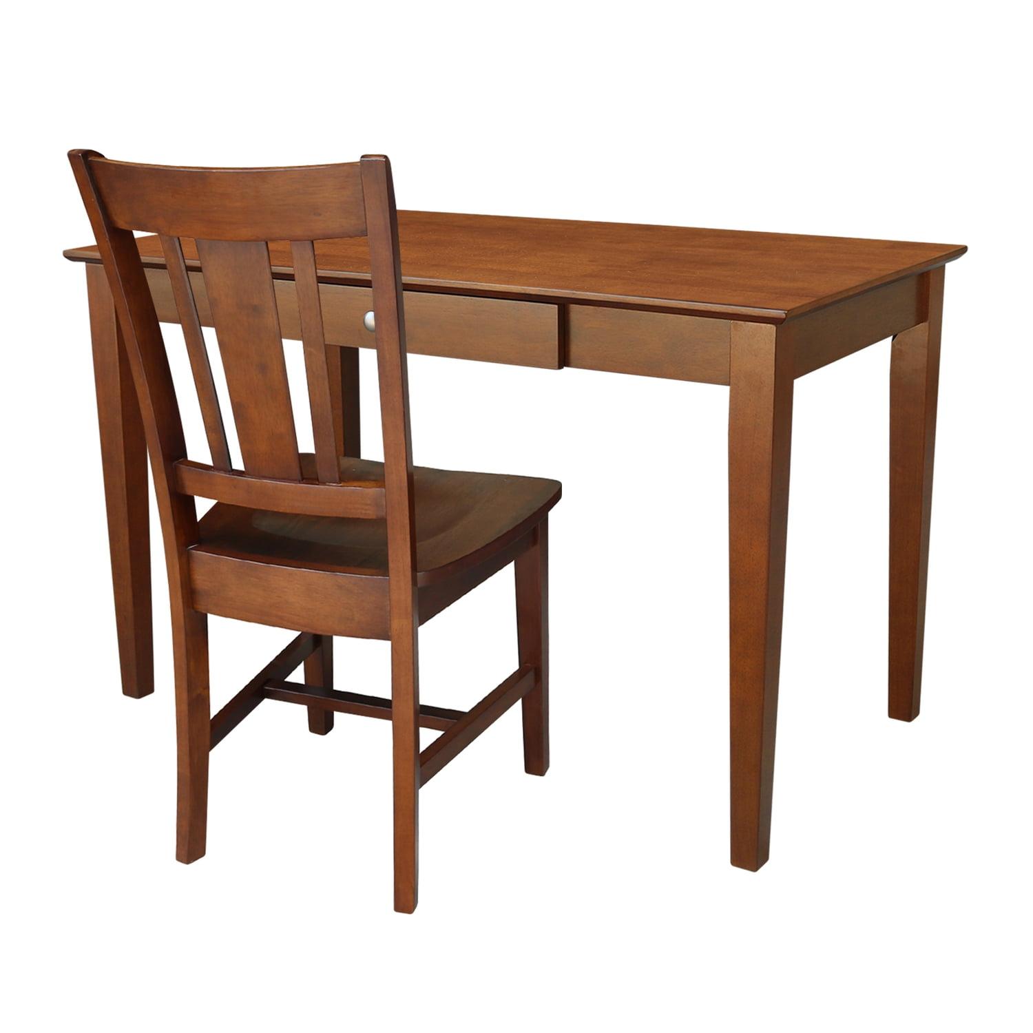 Basic Size Desk with Drawer and Chair Brown - International Concepts