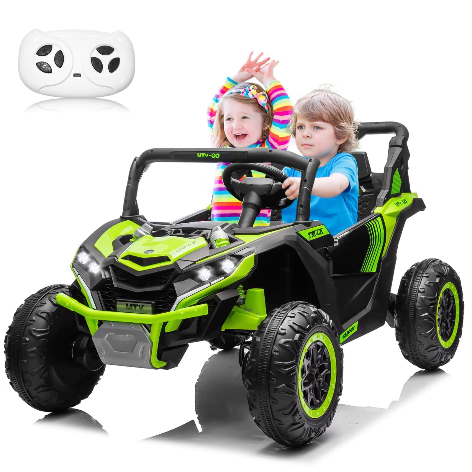 24 Volt 4X4 Ride on Toys with 2 Seat, 600W Power UTV Car 4 Wheeler for Big Kids with Remote Control, Storage, 3 Speeds, Bluetooth Music